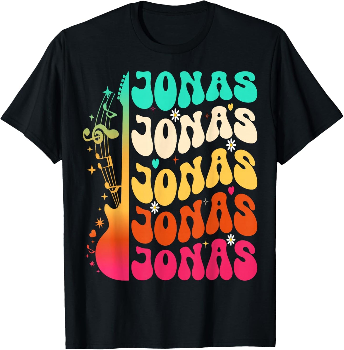 Retro Jonas First Name I Love Jonas 80's Groovy T-Shirt - T-Shirt | Black
