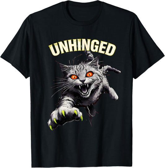 Unhinged Feral Cat Chaos Design T-Shirt - T-Shirt | Black