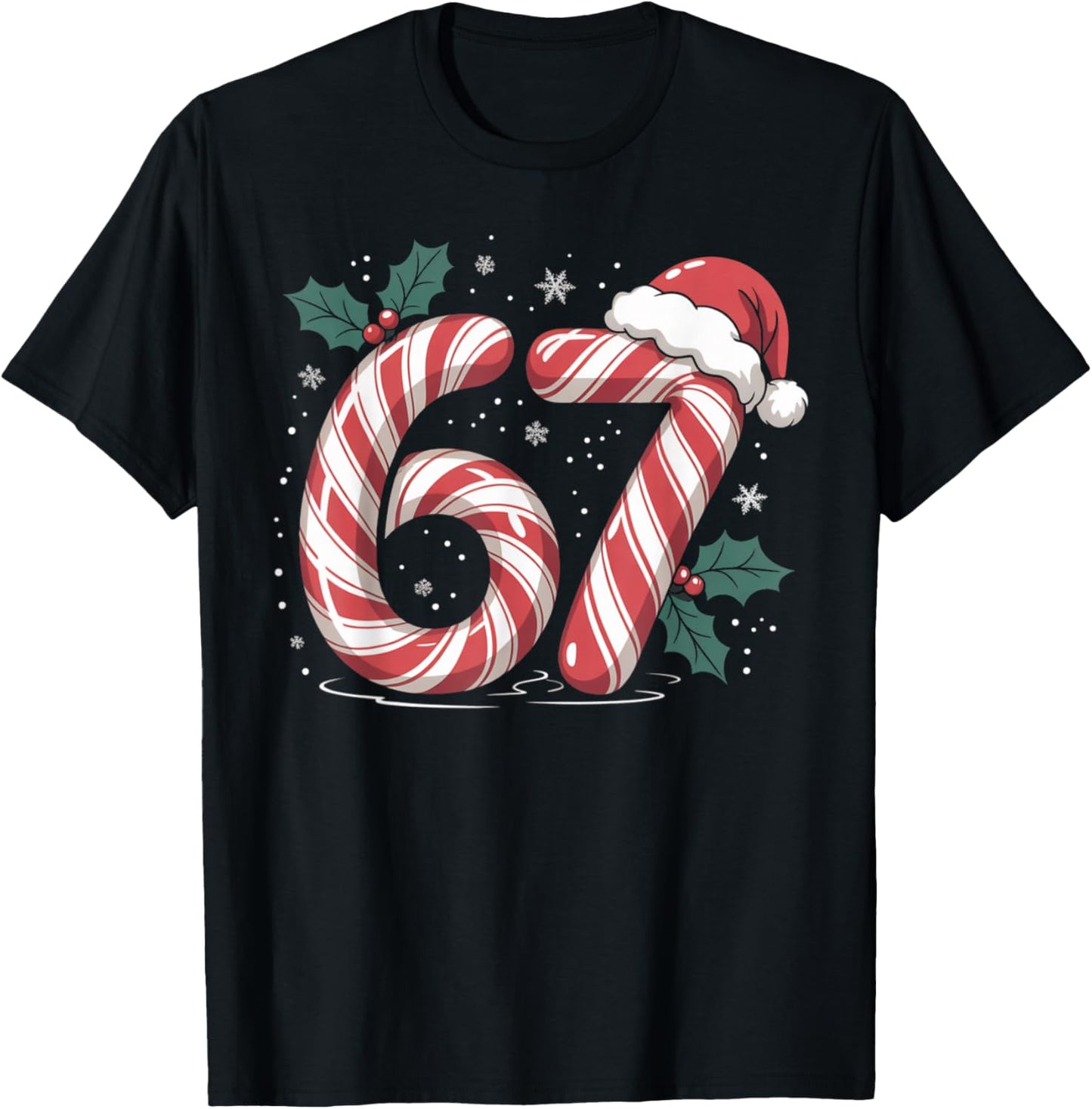 Christmas Candy Cane 67 Meme Funny Boys Girls T-Shirt - T-Shirt | Black
