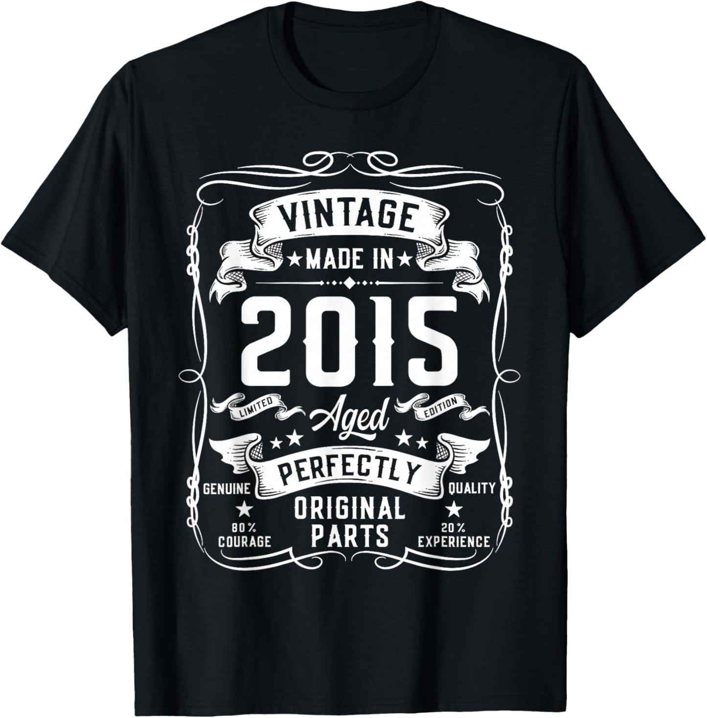 Vintage 2015 11yr 11th Birthday Gifts Boys Girls 11 Year Old T-Shirt - T-Shirt | Black