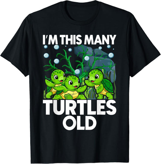 Kids 3 Year Old Boy Sea Turtles 3rd Birthday T-Shirt - T-Shirt | Black