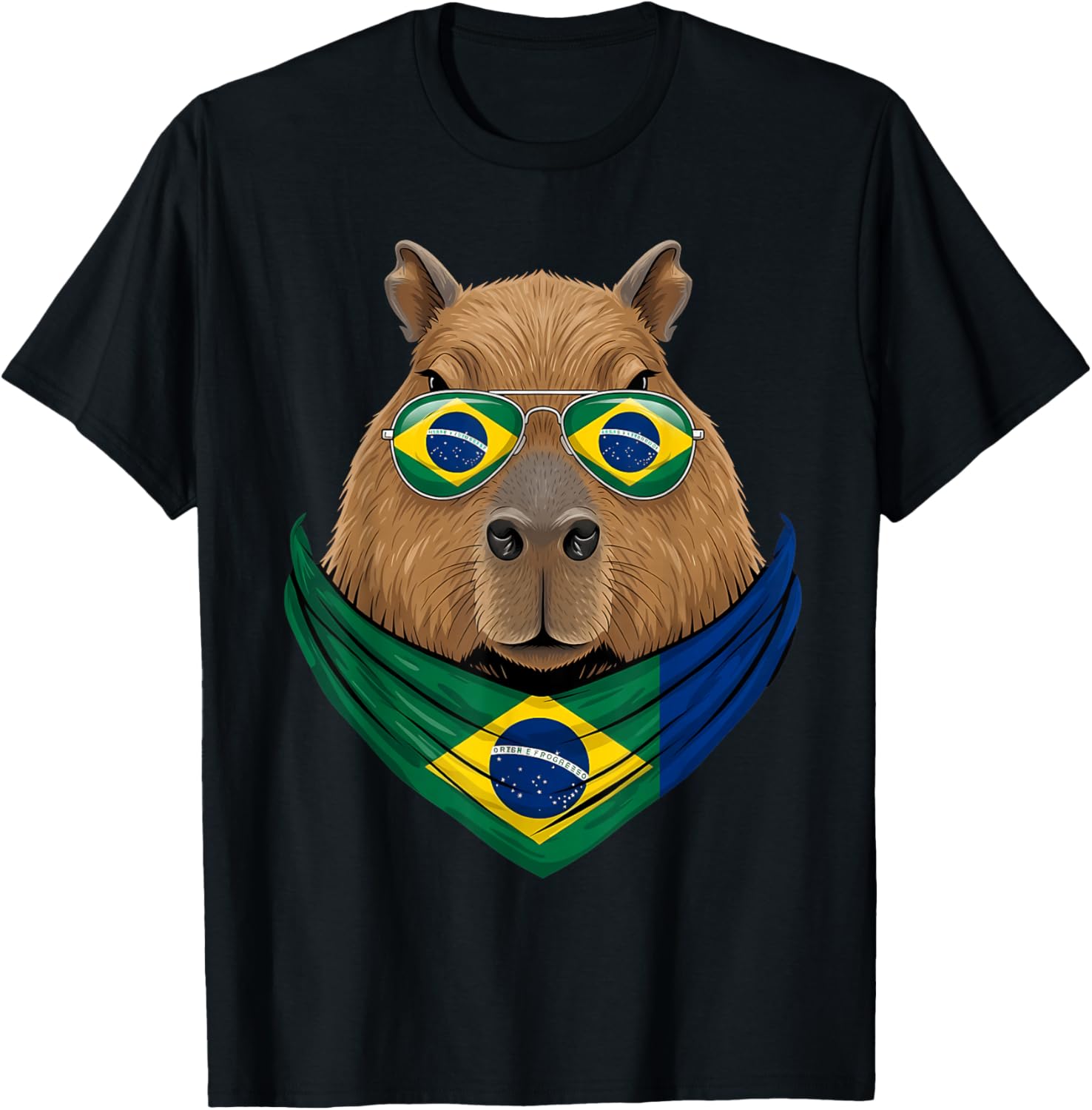 Brasil Flag Capybara Brazilian Pride Brasilian Roots Brazil T-Shirt - T-Shirt | Black
