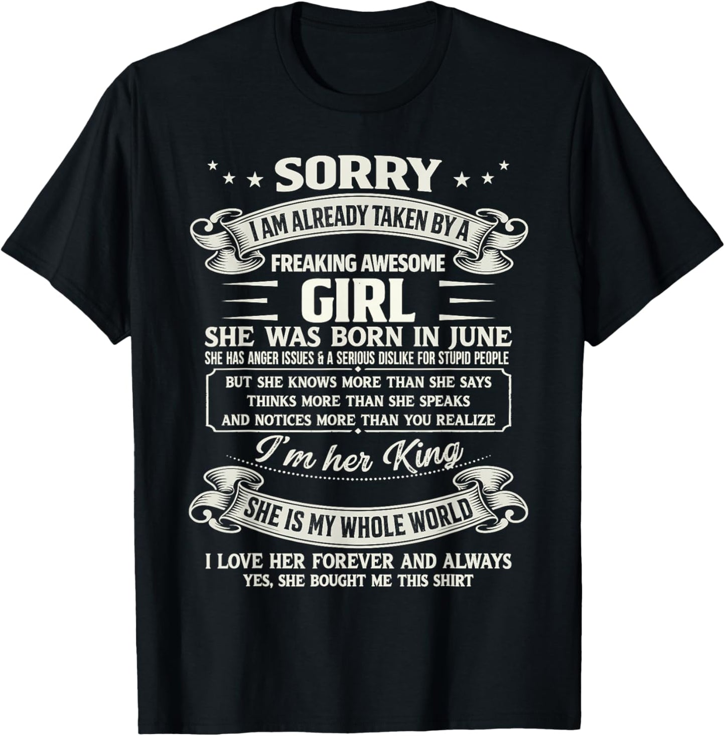 I Am Already Taken by Freaking Awesome Girl Born in June T-Shirt - T-Shirt | Black