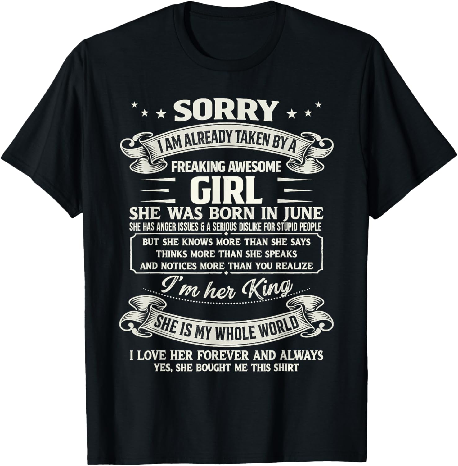 I Am Already Taken by Freaking Awesome Girl Born in June T-Shirt - T-Shirt | Black