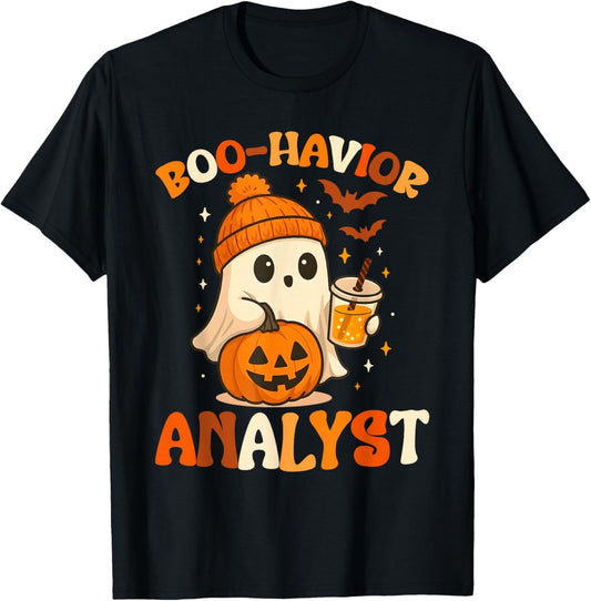 Ghost Boo Havior Analyst Funny Halloween Behavior Therapist T-Shirt - T-Shirt | Black