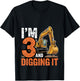 I'm 3 and Digging It Excavator 3th Birthday Bulldozer 3 Year T-Shirt - T-Shirt | Black