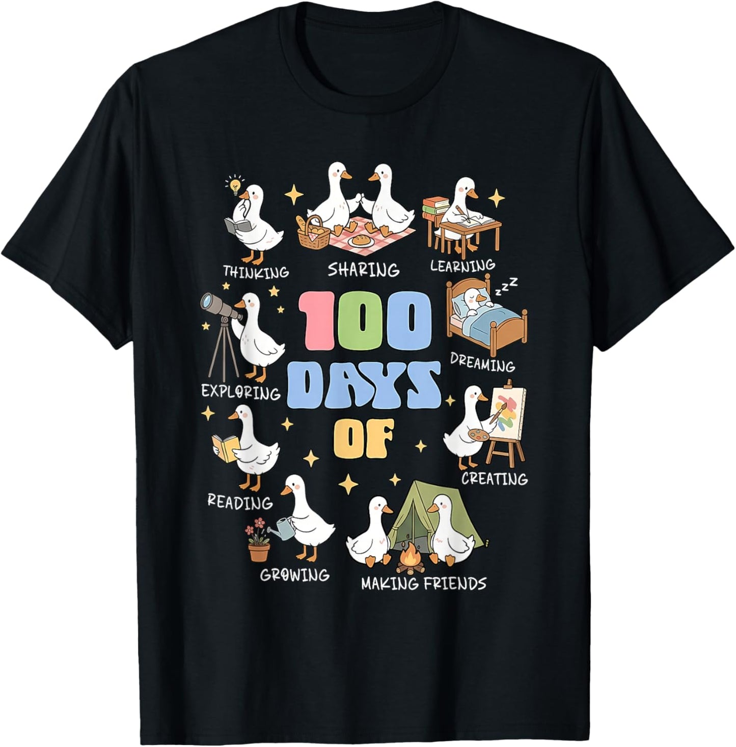 100 Days of Being A Silly Goose 100th Day of School Goose T-Shirt - T-Shirt | Black