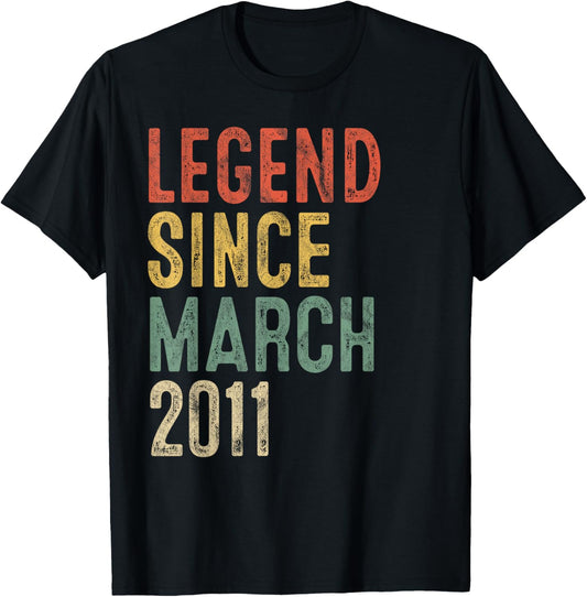 Legend March 2011 15th Birthday Boy Girl 15 Year Old T-Shirt - T-Shirt | Black