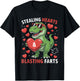 Stealing Hearts and Blasting Farts Kids Valentines Dinosaur T-Shirt - T-Shirt | Black