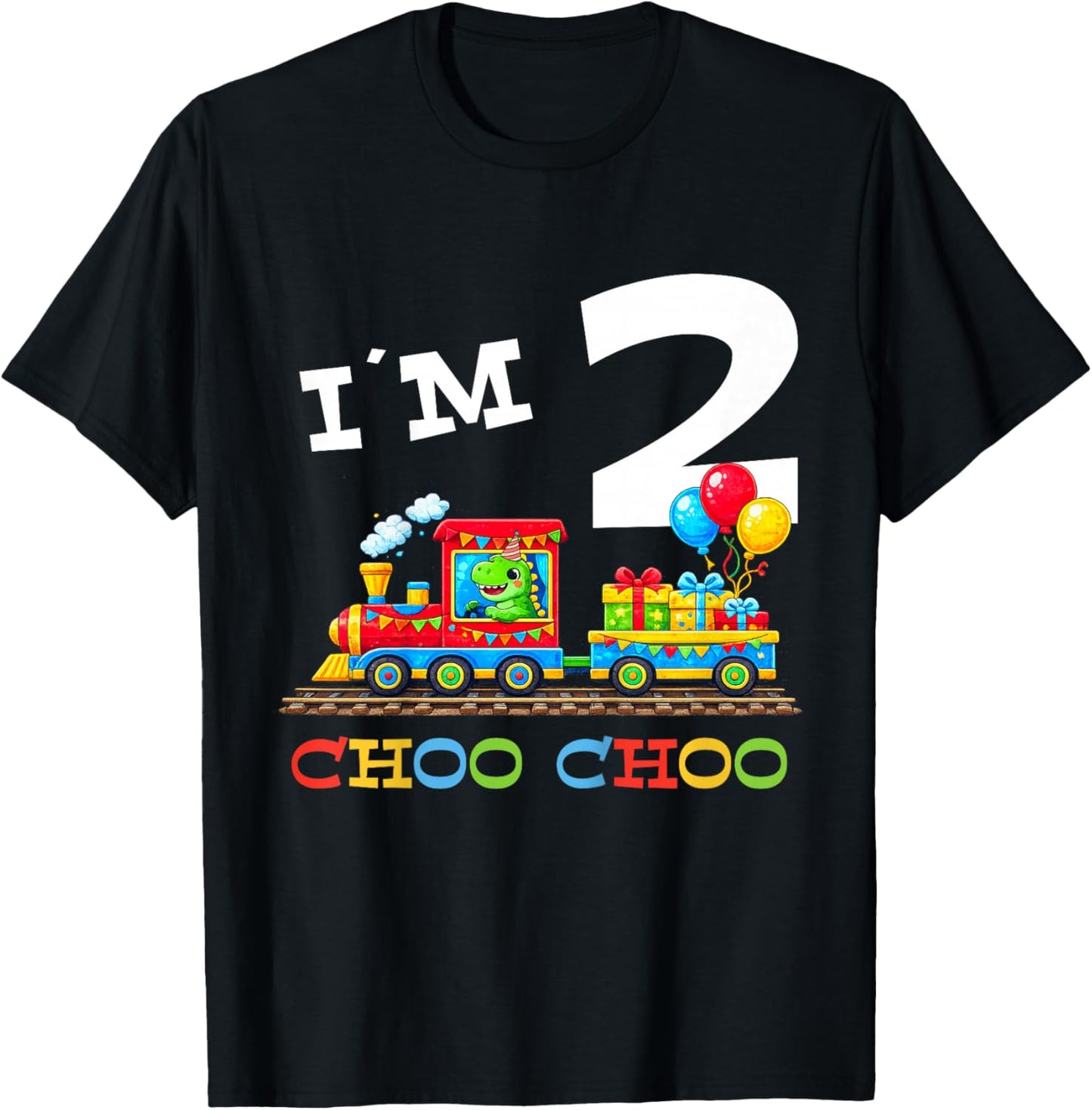 Train Birthday 2 Year Old T-Shirt - T-Shirt | Black