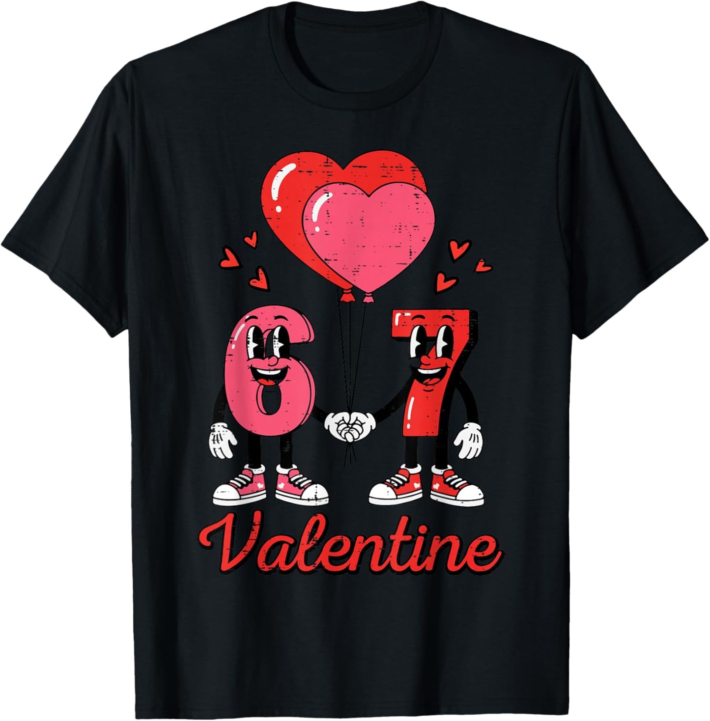 6 7 Valentine Valentines Day 67 Six Seven Kids Boys Youth T-Shirt - T-Shirt | Black