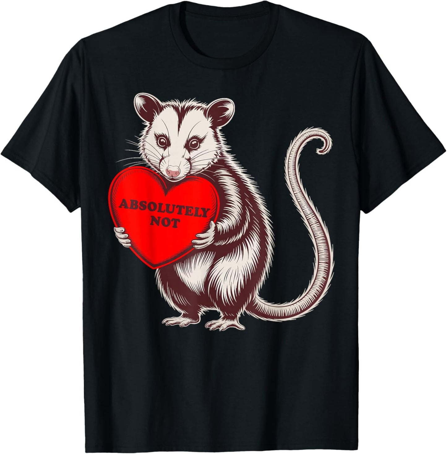 Funny Opossum Absolutely Not Valentine Graphic T-Shirt - T-Shirt | Black
