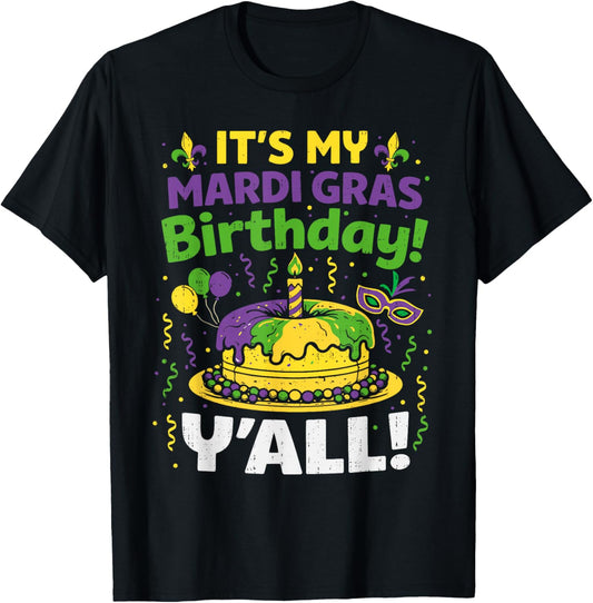 Mardi Gras Birthday Carnival Queen Men Women Boys Girl Kids T-Shirt - T-Shirt | Black