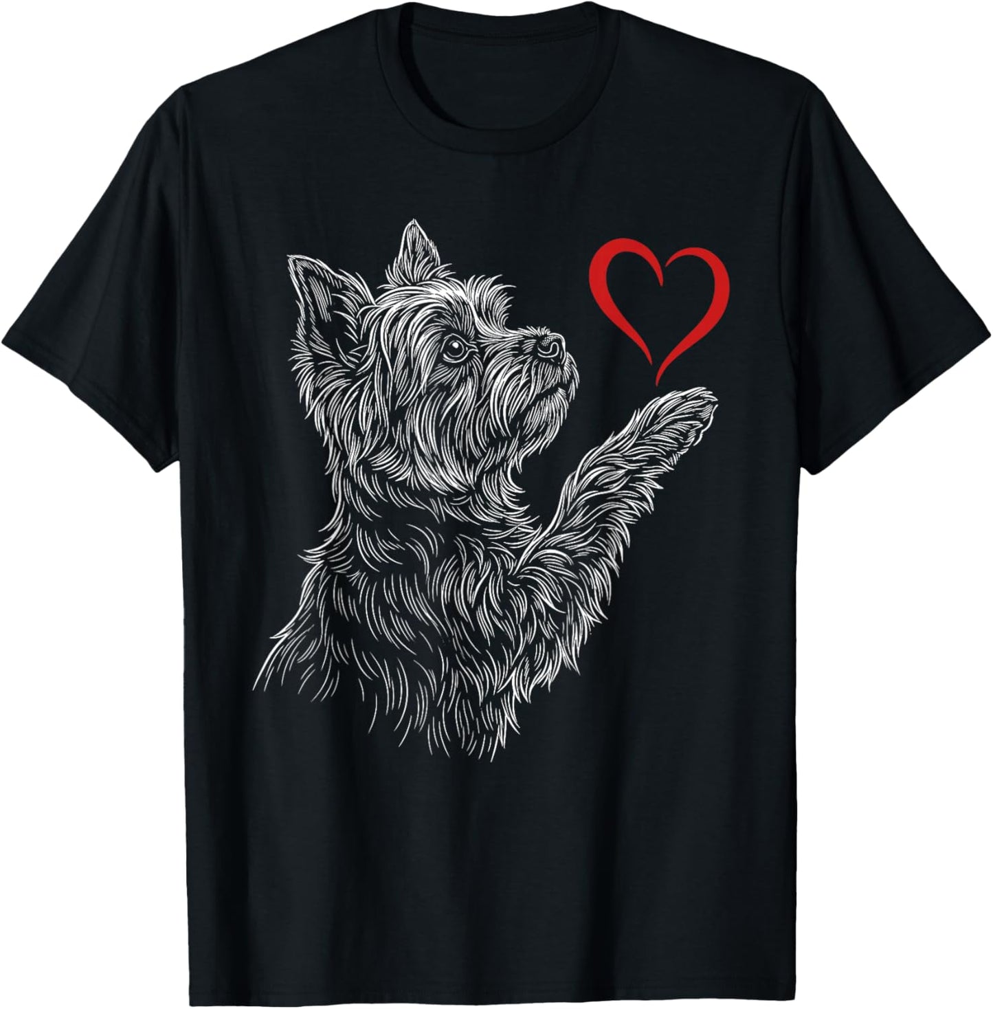 Yorkshire Terrier Lover Dog Yorkie Holding Heart Valentines T-Shirt - T-Shirt | Black