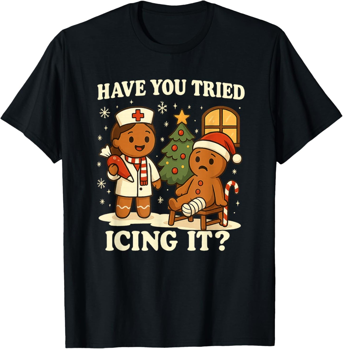 Have You Tried Icing It Gingerbread Christmas T-Shirt - T-Shirt | Black