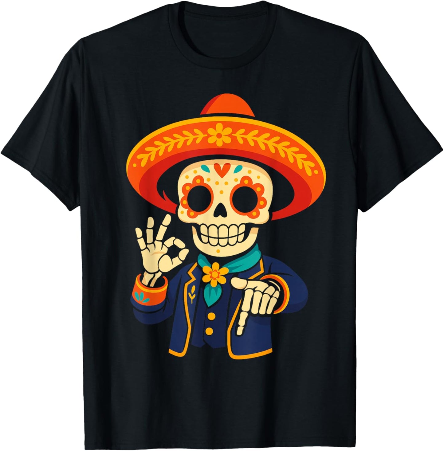 Day of Dead Sugar Funny Dia de Los Muertos 67 Hand Meme T-Shirt - T-Shirt | Black