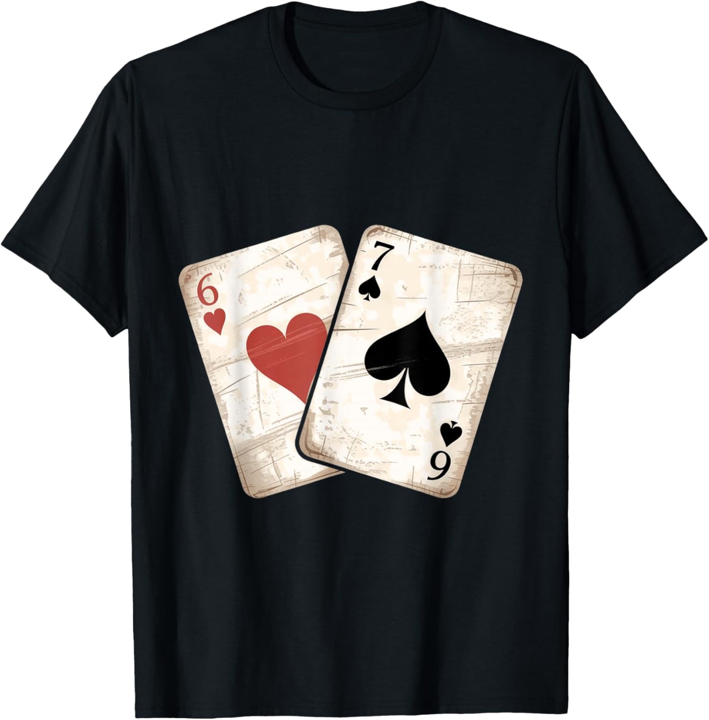 Six Seven Playing Cards Vintage 67 Funny Meme Classic Humor T-Shirt - T-Shirt | Black