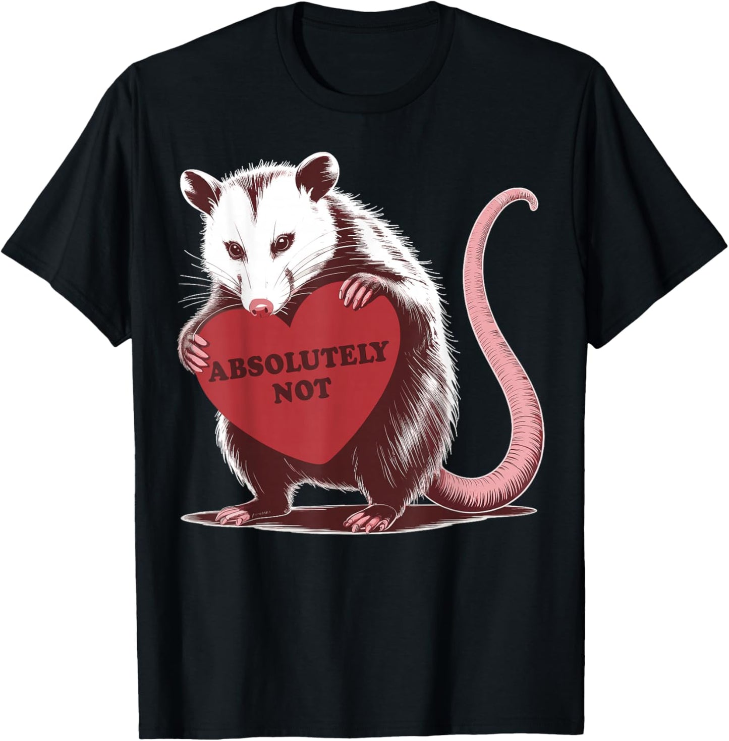 Funny Opossum Absolutely Not Valentine Graphic T-Shirt - T-Shirt | Black