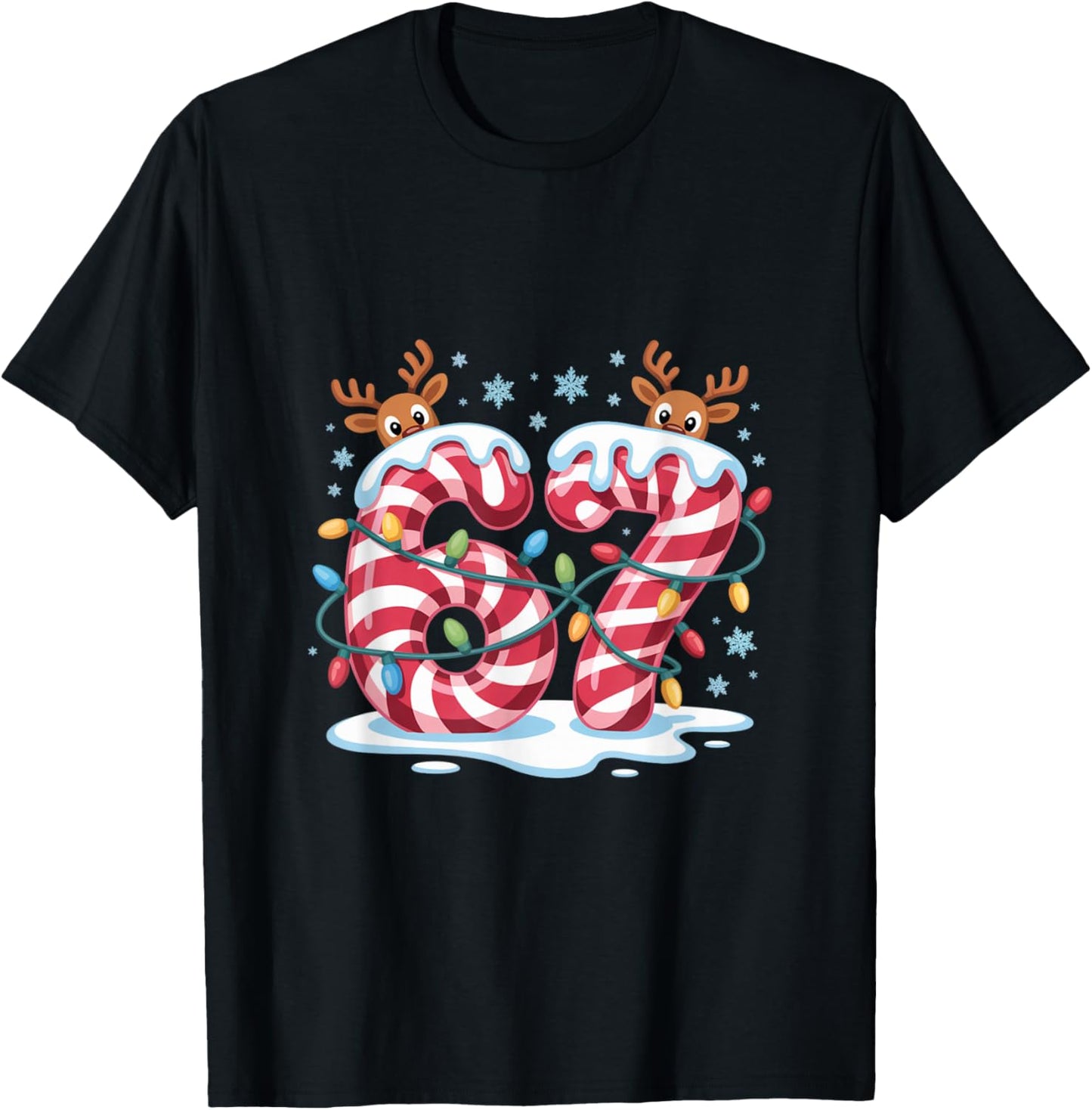 Christmas 67 Funny Xmas Six Seven Ugly Sweater 6-7 T-Shirt - T-Shirt | Black
