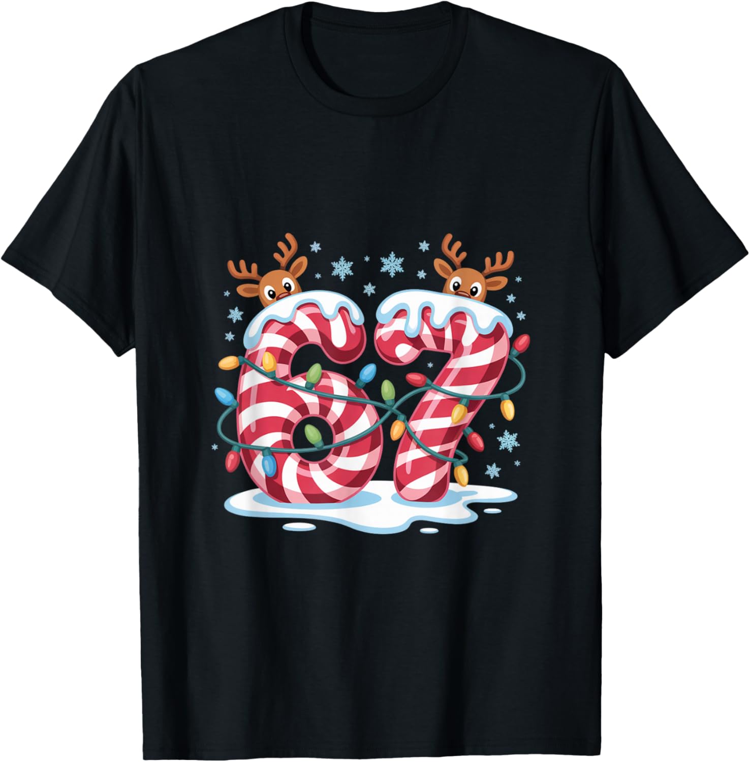 Christmas 67 Funny Xmas Six Seven Ugly Sweater 6-7 T-Shirt - T-Shirt | Black