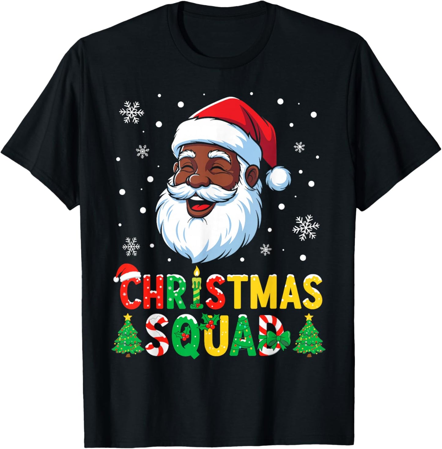 Santa Christmas Squad Black Men African American Family T-Shirt - T-Shirt | Black