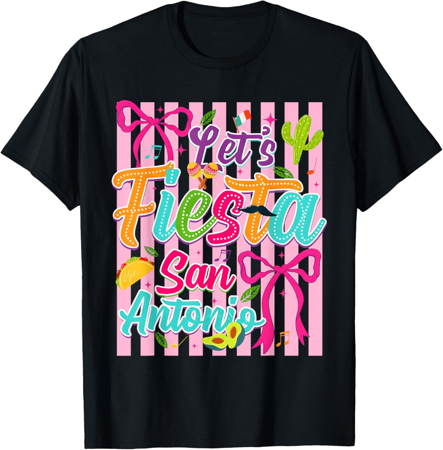 Cinco De Mayo Lets Fiesta 2026 Coquette Bow Girl Women T-Shirt - T-Shirt | Black