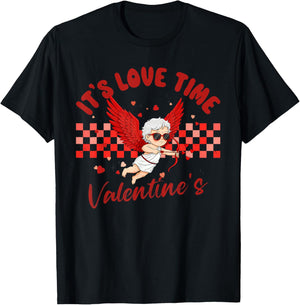 It's Love Time' Cute Cupid Valentine, for Valentine Day Fun T-Shirt - T-Shirt | Black
