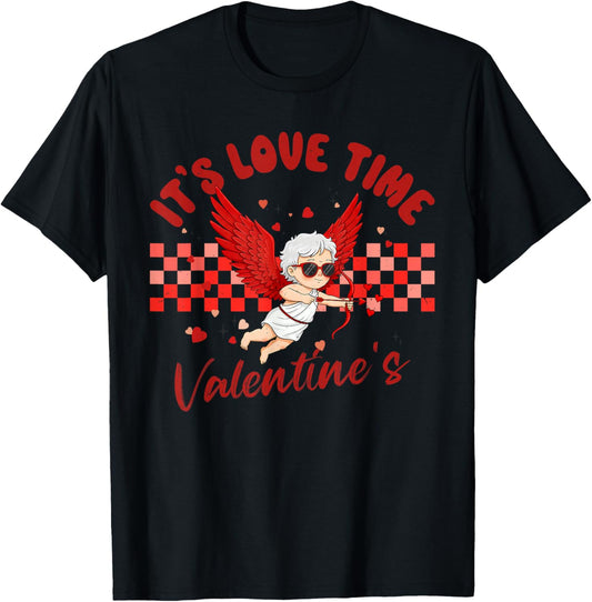 It's Love Time' Cute Cupid Valentine, for Valentine Day Fun T-Shirt - T-Shirt | Black