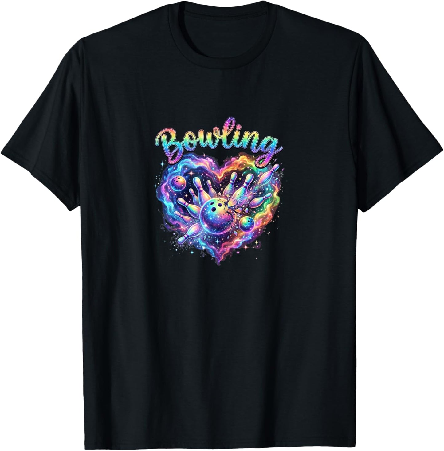 Bowling Heart Colorful Bowling Pin Lovers Bowler Women Girls T-Shirt - T-Shirt | Black