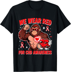 We Wear Red for CHD Awareness Heart Warrior Support T-Shirt - T-Shirt | Black