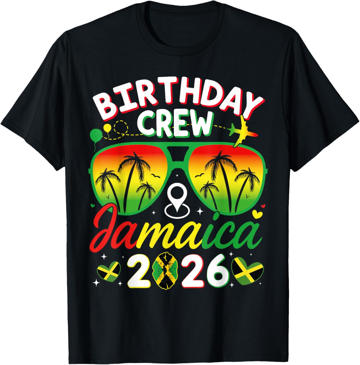 Birthday Crew Jamaica 2026 Family Reunion & Girls Trip T-Shirt - T-Shirt | Black