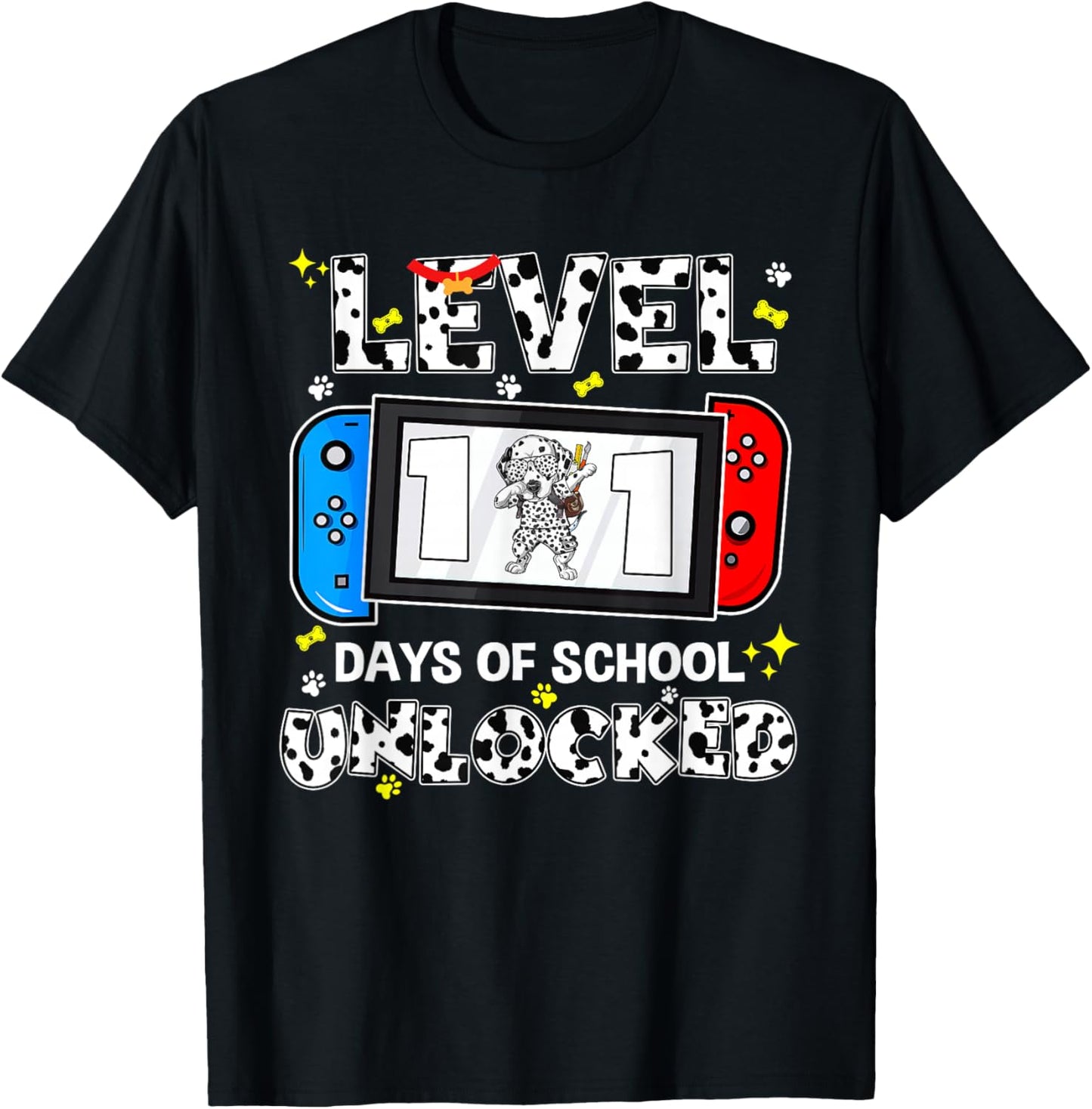 Level Unlocked Game Controller 101 Days School 100 Days T-Shirt - T-Shirt | Black