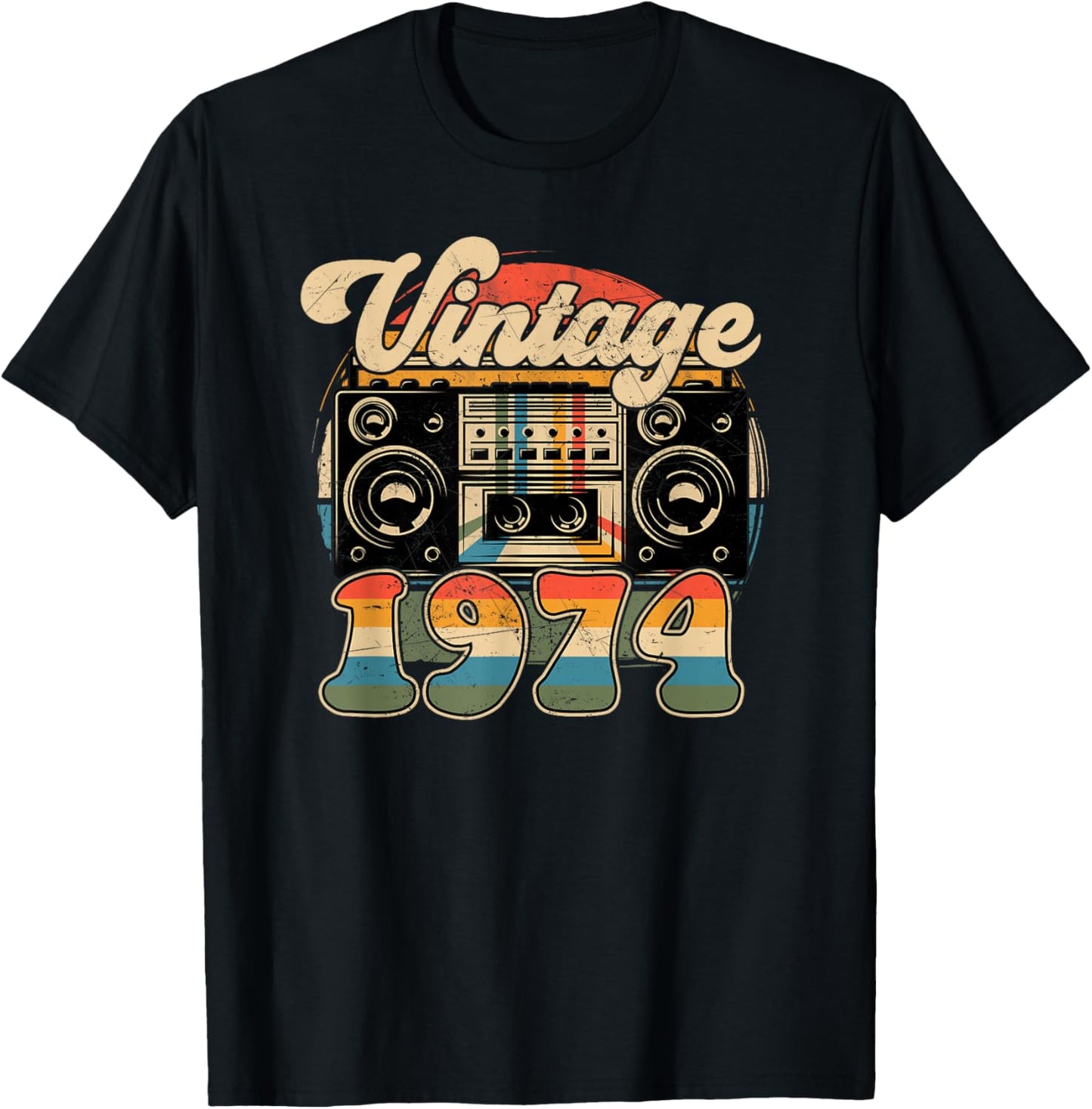 52th Birthday Retro Vintage 1974 Men Women T-Shirt - T-Shirt | Black