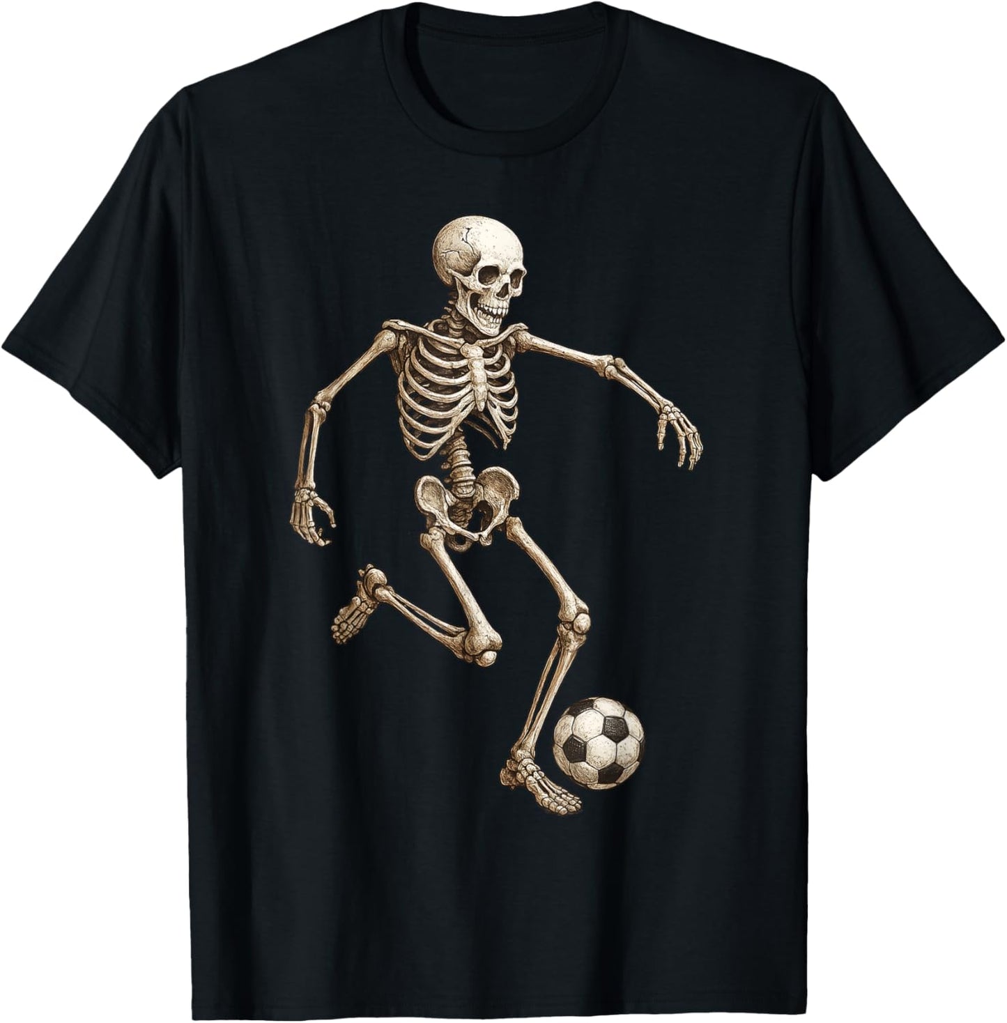 Skeleton Soccer Retro Halloween Costume Funny Men Boys Kids T-Shirt - T-Shirt | Black