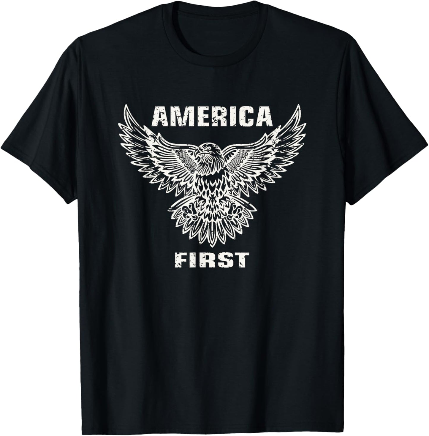 America First. Eagle, Patriotic T-Shirt - T-Shirt | Black