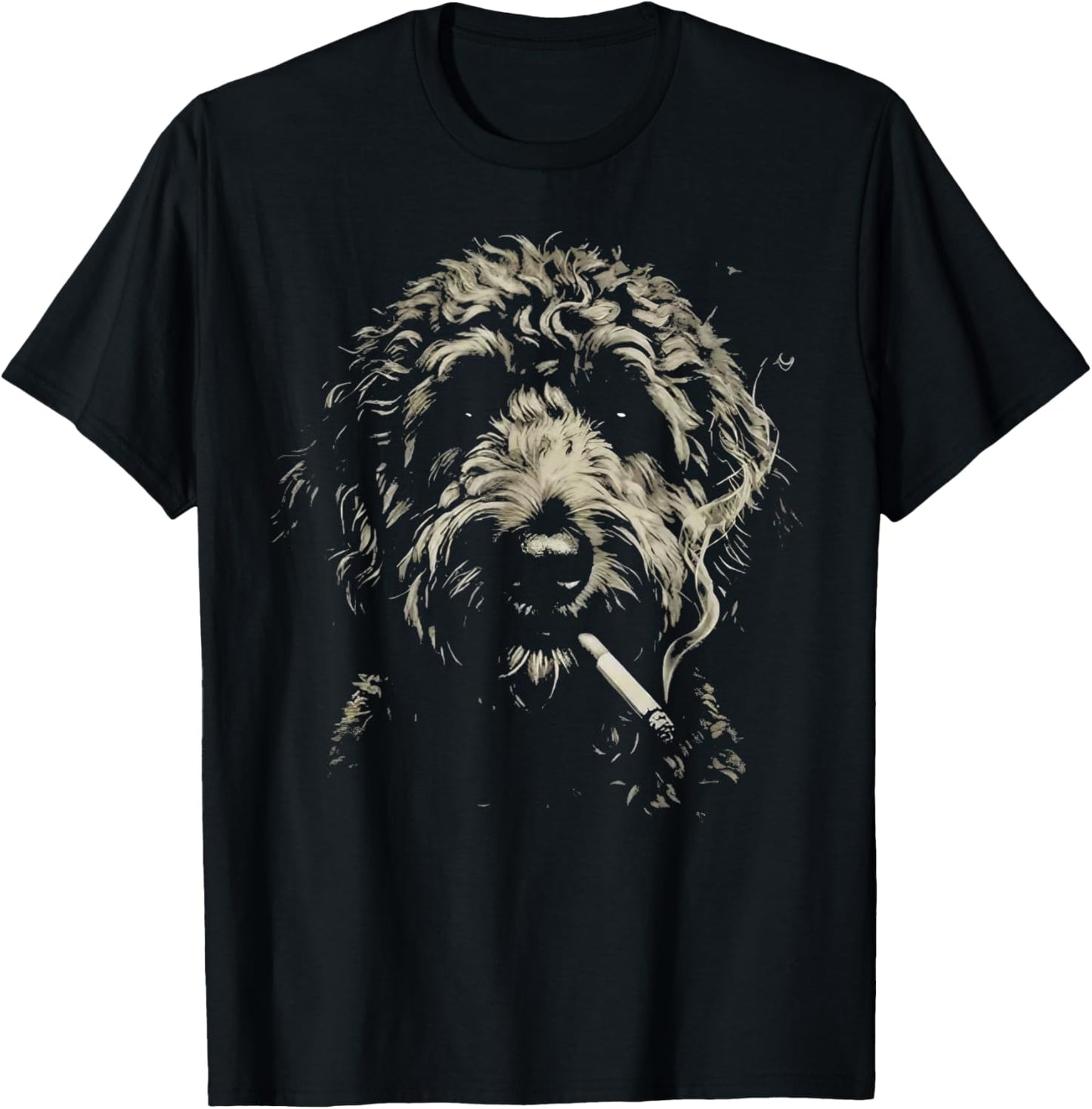 Smoking Dog Meme Funny Goldendoodle Smoking Meme Vintage Y2K T-Shirt - T-Shirt | Black