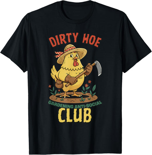 Dirty Hoe Gardening Social Club Retro 1940s Country Chicken T-Shirt - T-Shirt | Black