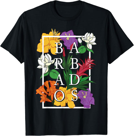 Barbados Bajan Wildflower Pride Floral T-Shirt - T-Shirt | Black