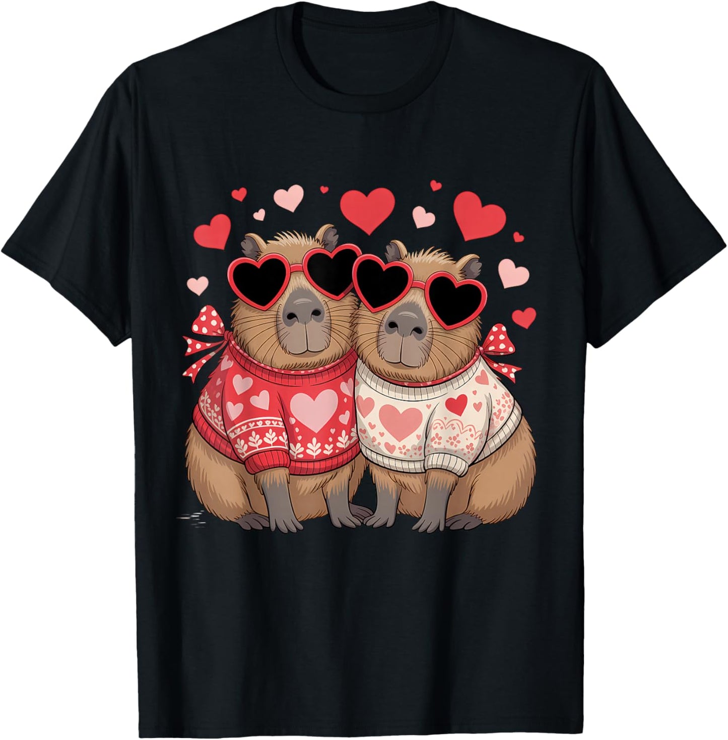 Valentines Day Cute Valentine Capybara Lover T-Shirt - T-Shirt | Black