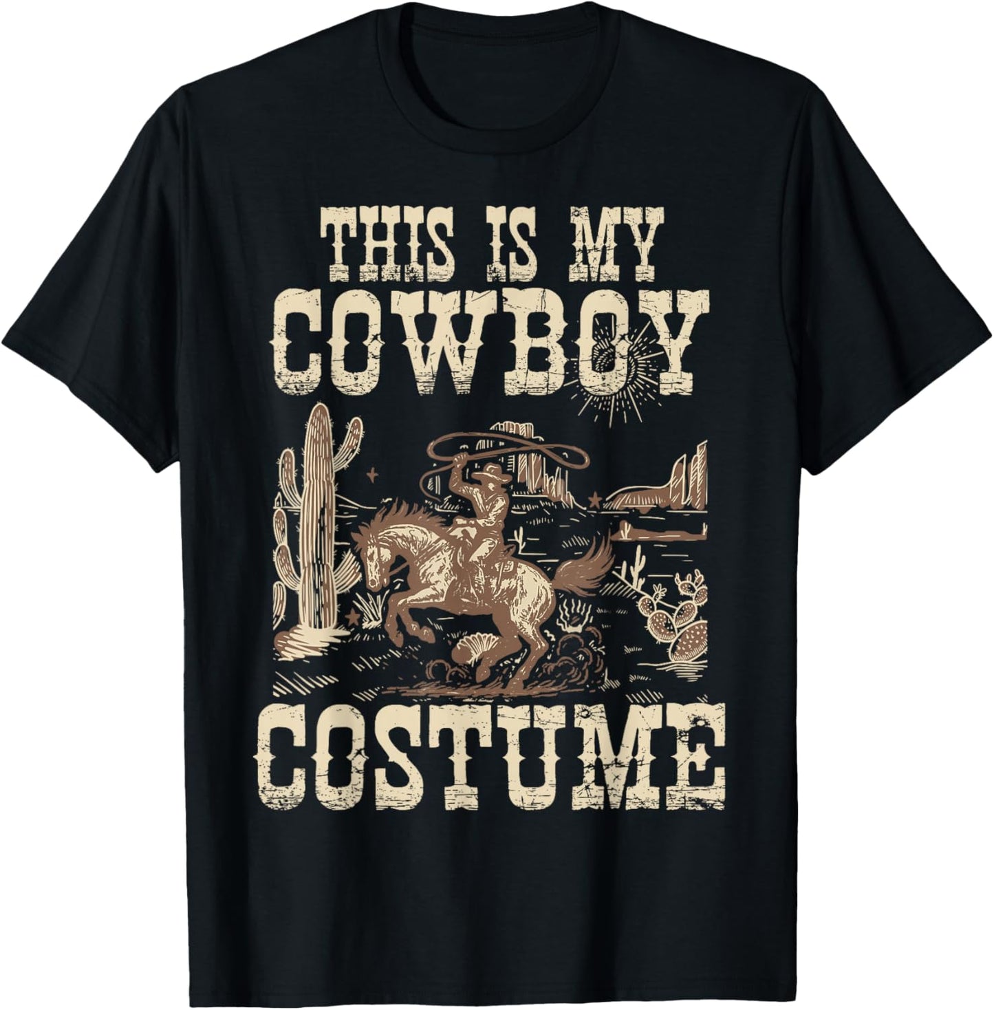 Rodeo Cowboy Costume Country Western Costume Men Women Kids T-Shirt - T-Shirt | Black