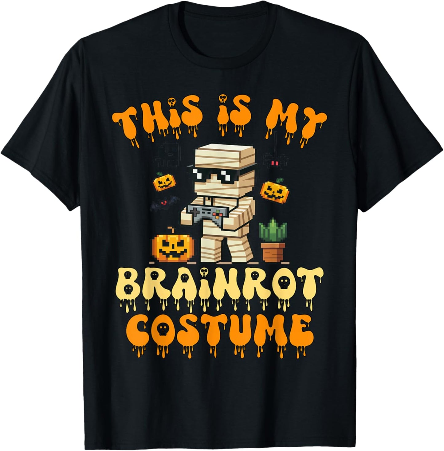 Brain Rot Halloween Costume Shirt Kids Zombie Brainrot Gamer T-Shirt - T-Shirt | Black