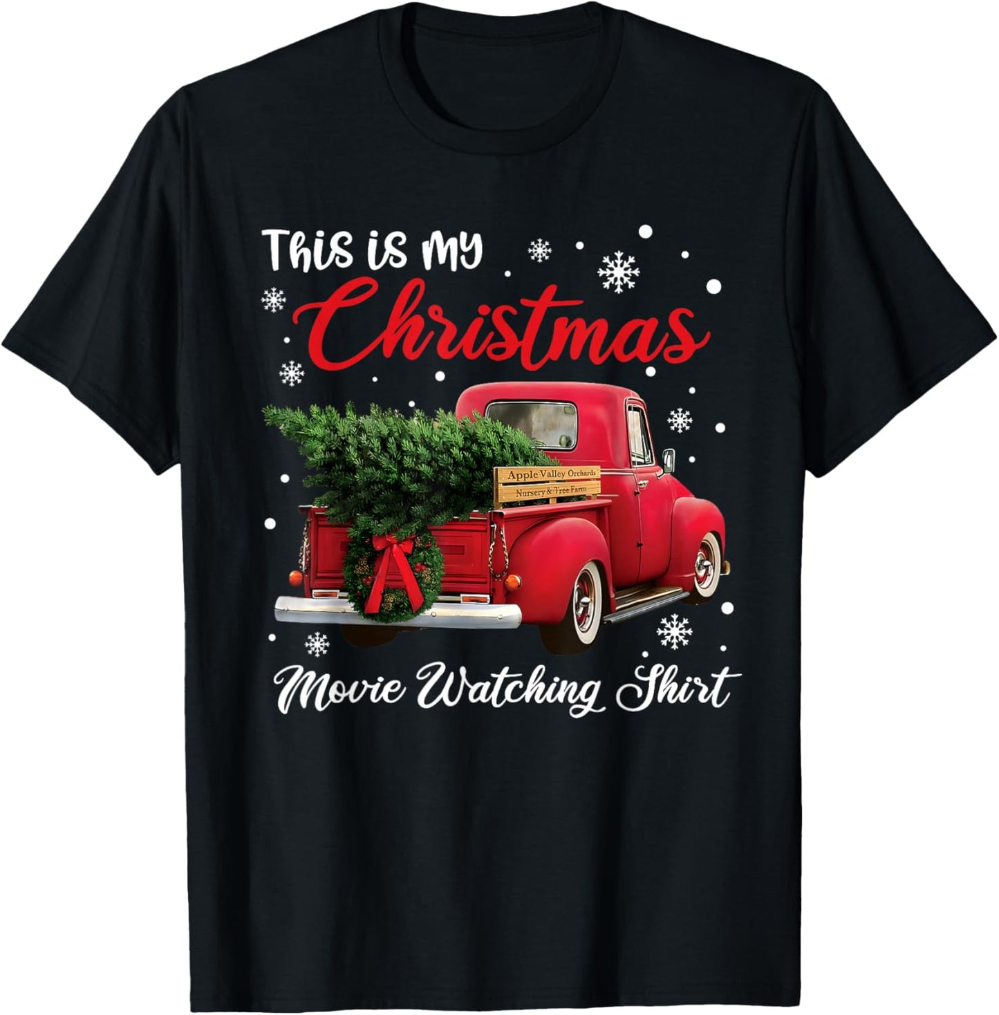 This is My Christmas Movie Watching Shirt Vintage Red Truck T-Shirt - T-Shirt | Black