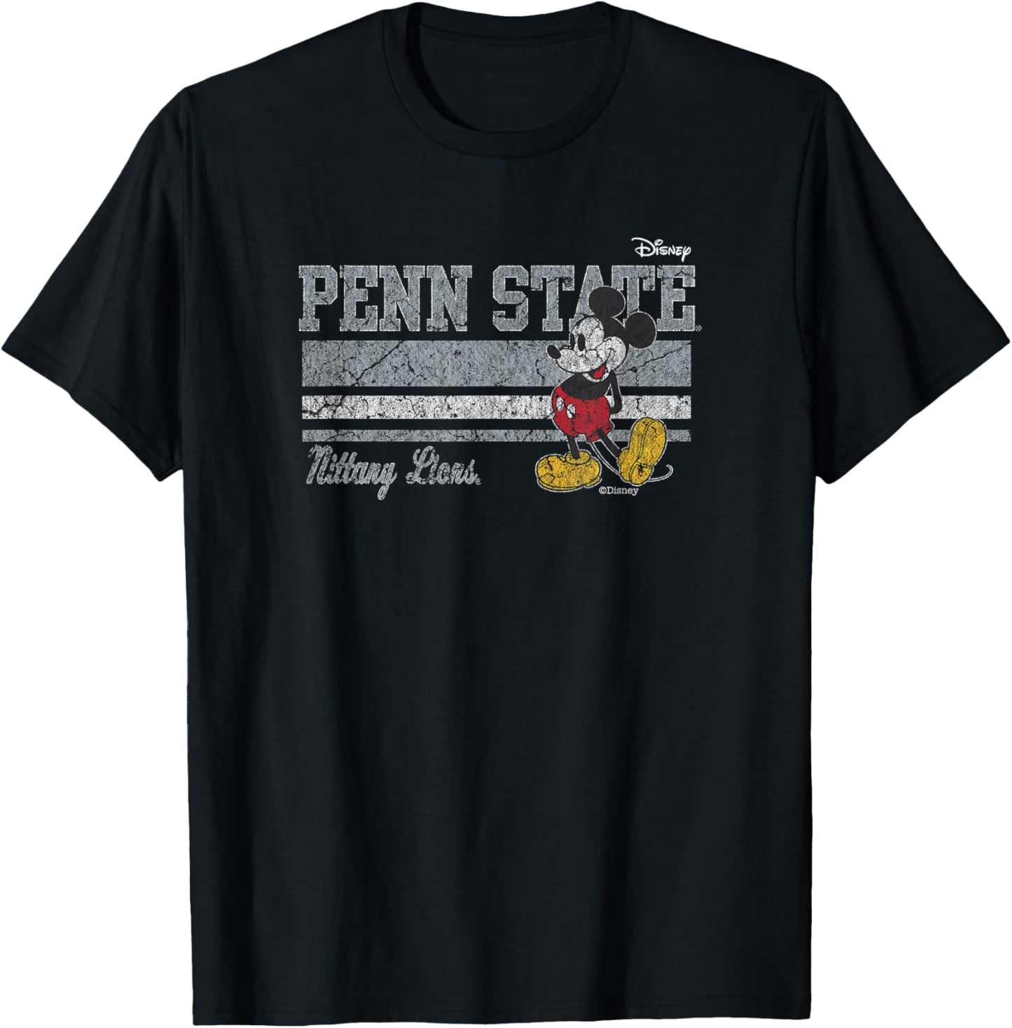 Penn State Nittany Lions Mickey Mouse Vintage Navy T-Shirt - T-Shirt | Black