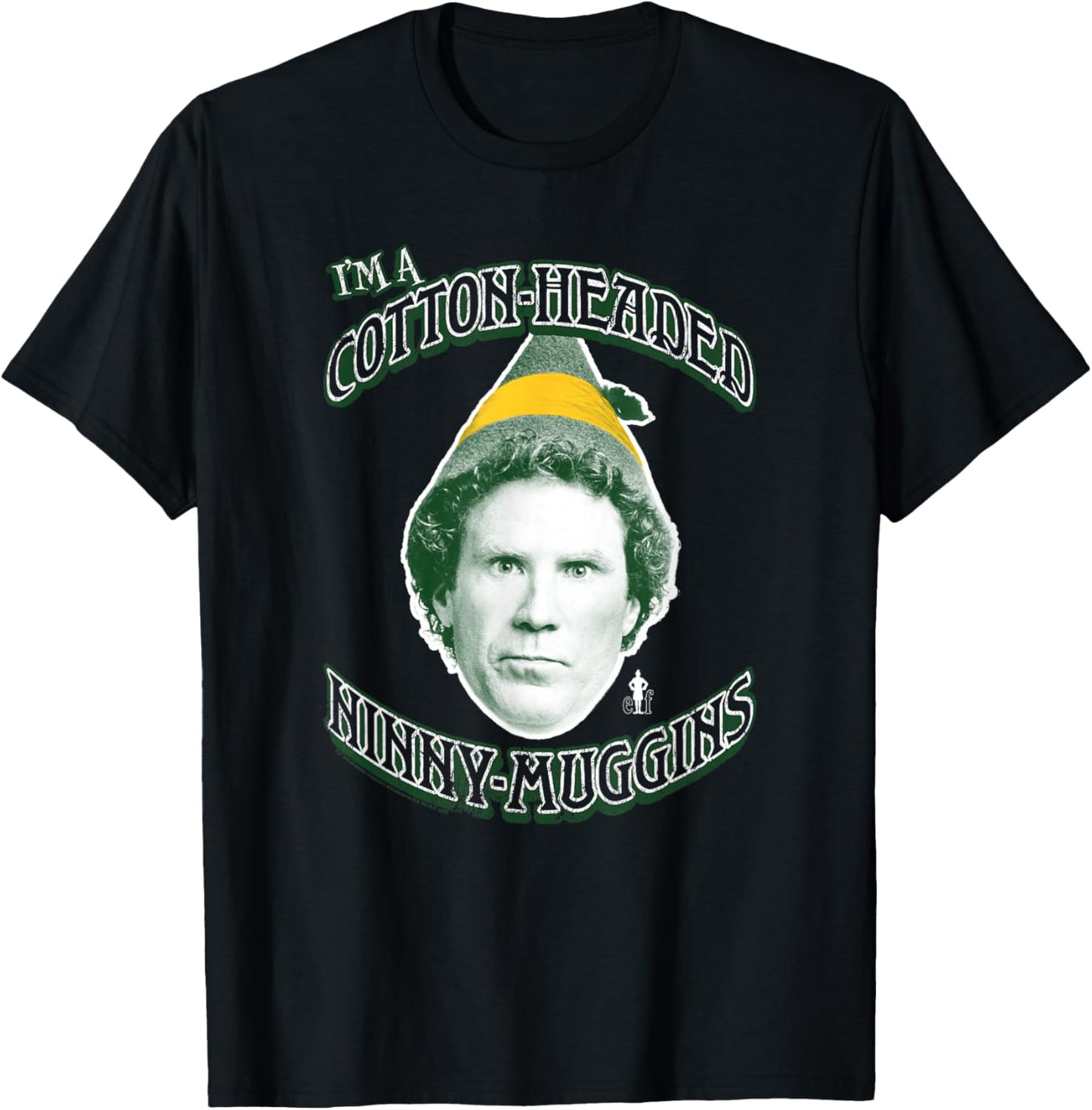 Elf Cotton-Headed Ninny-Muggins Portrait Christmas Movie T-Shirt - T-Shirt | Black