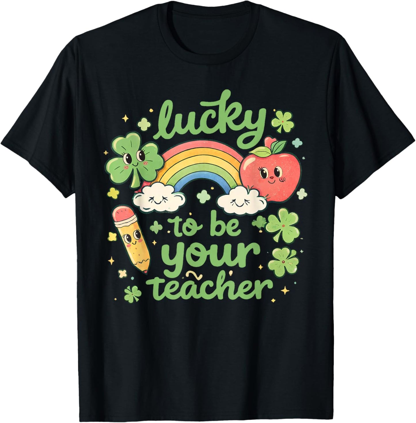 St Patrick's Day Teacher Lucky Teacher Retro St Patrick T-Shirt - T-Shirt | Black