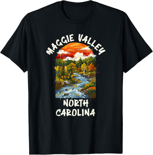 Maggie Valley North Carolina Mountains Vacation Road Trip T-Shirt - T-Shirt | Black