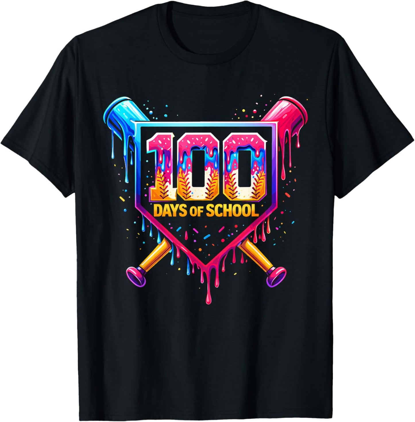 100 Days of School Boys Kids 100th Day of School Baseball T-Shirt - T-Shirt | Black