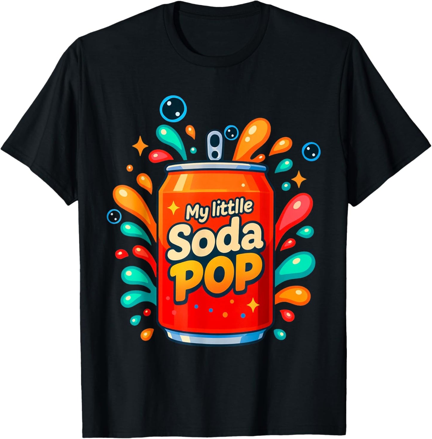 Soda Pop Cartoon Splash Cute Retros Beverage Funny Oranges T-Shirt - T-Shirt | Black