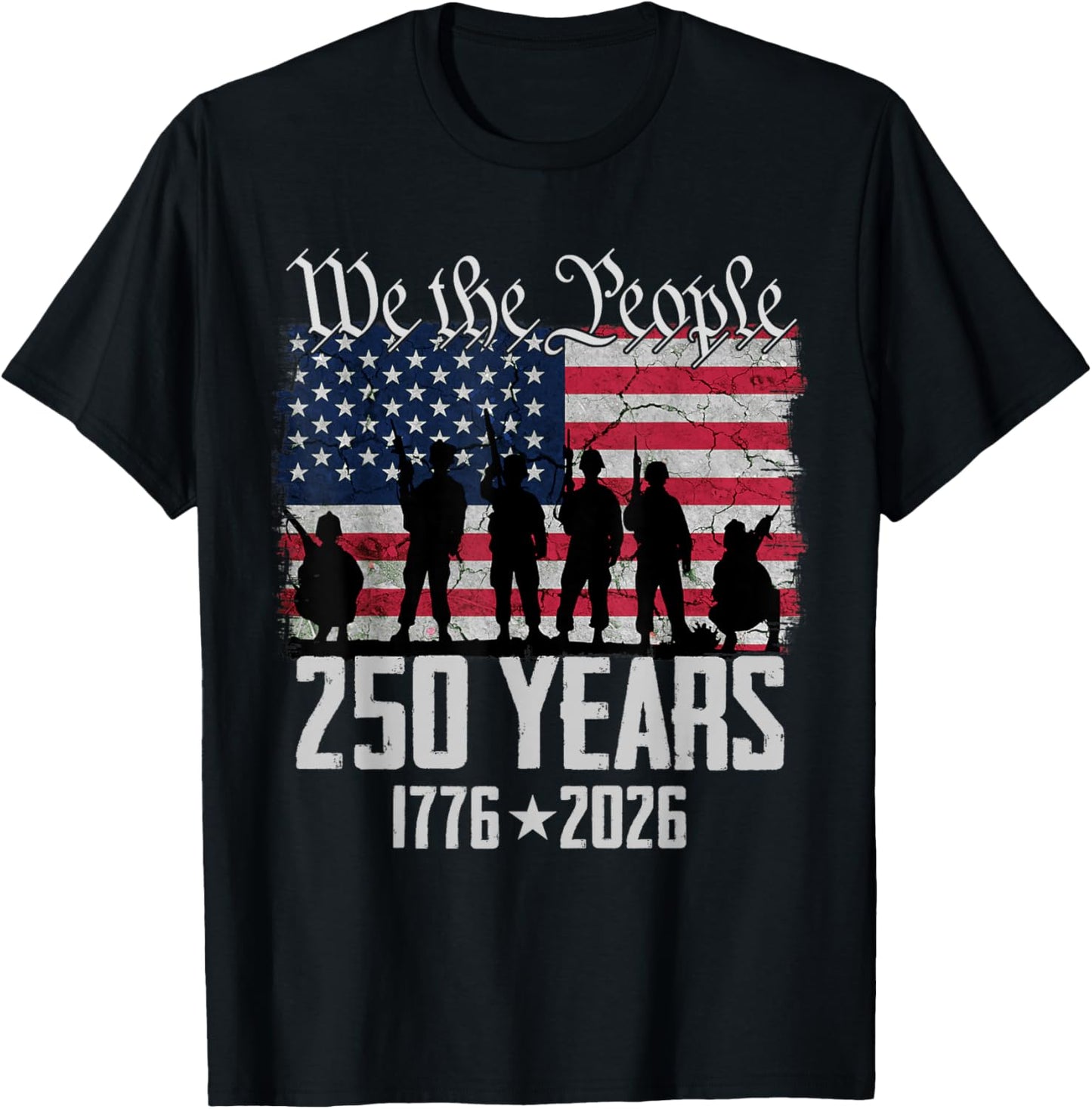 Flag Vintage 250 Years American 1776 2026 250th USA Birthday T-Shirt - T-Shirt | Black