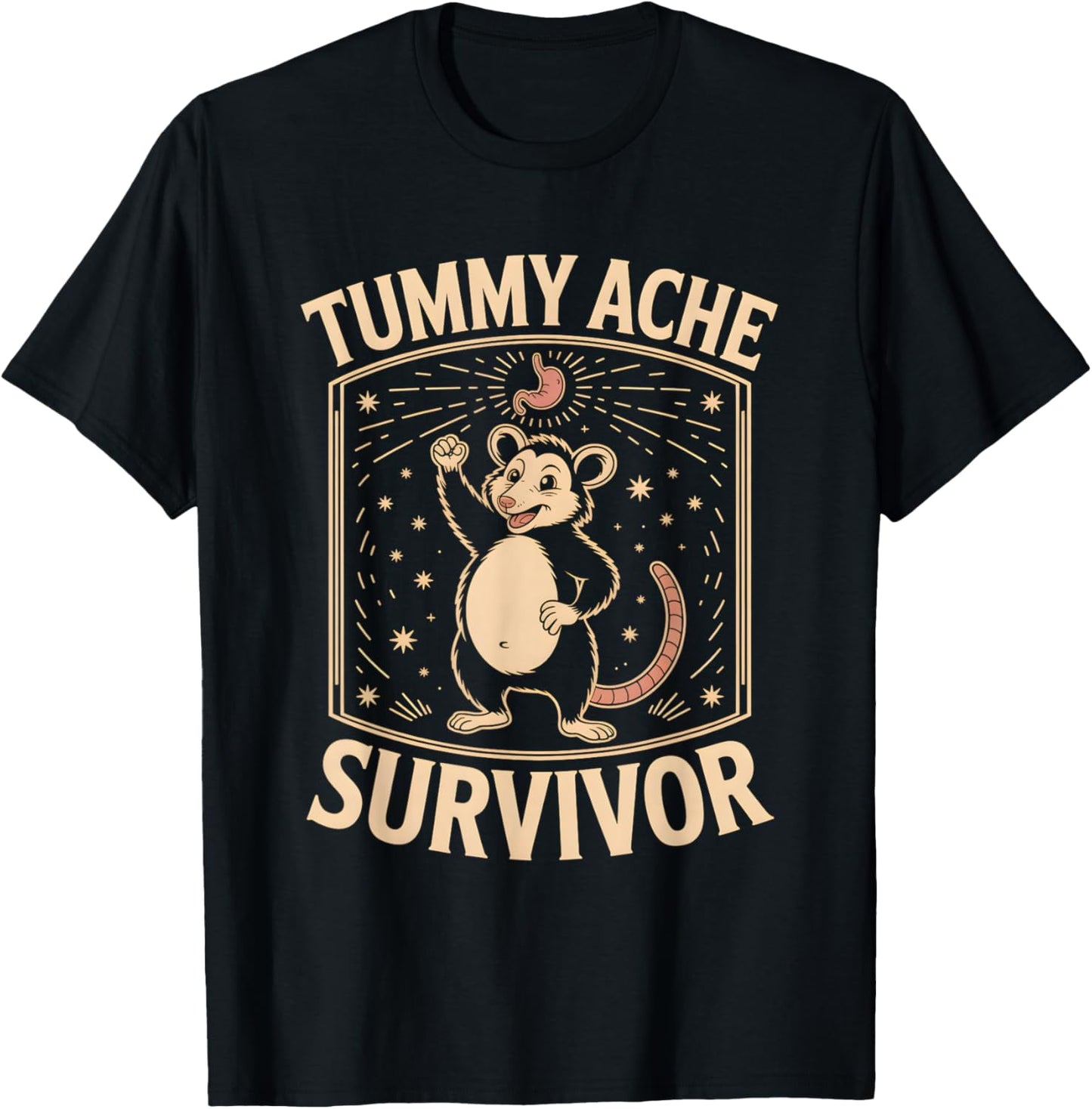 Tummy Ache Survivor Shirt Cute Possum T-Shirt - T-Shirt | Black